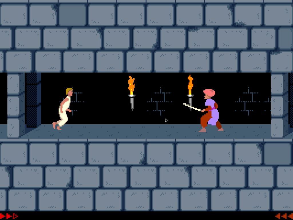 Combat à l'épée dans Prince of Persia sur PC DOS.