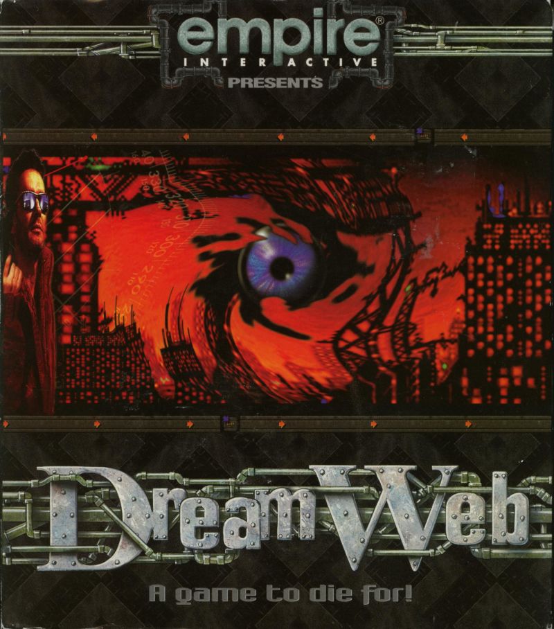 DreamWeb sur DOS, jeu d'aventure cyberpunk développé par Creative Reality et édité par Empire Interactive
