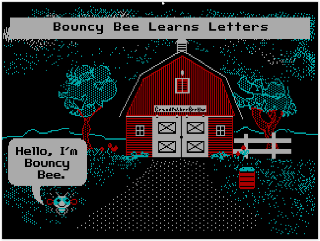 Écran titre de Bouncy Bee Learns Letters sur DOS