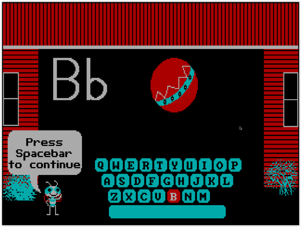 Activité éducative de Bouncy Bee Learns Letters avec une lettre de l'alphabet