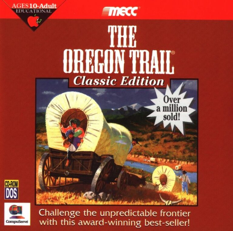 The Oregon Trail sur DOS, jeu éducatif de MECC sur la traversée de l'Ouest américain
