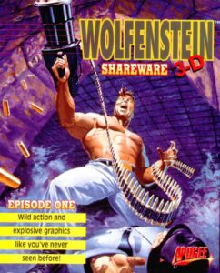 Wolfenstein 3D sur DOS, FPS développé par id Software et publié par Apogee Software en 1992