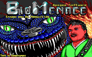 Écran de Bio Menace sur DOS avec Snake Logan dans Metro City
