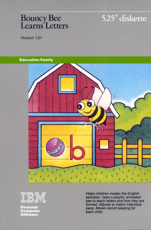 Bouncy Bee Learns Letters sur DOS, jeu éducatif IBM de 1985 pour apprendre l'alphabet