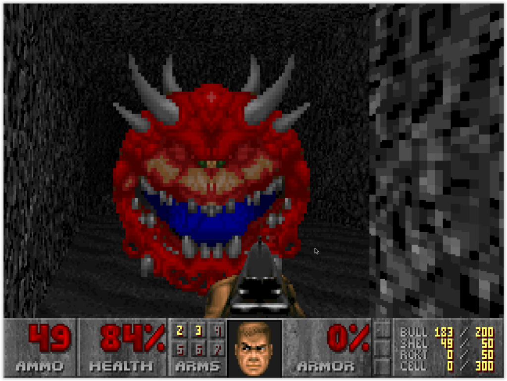 Monstre emblématique de Doom sur PC DOS, le Cacodémon