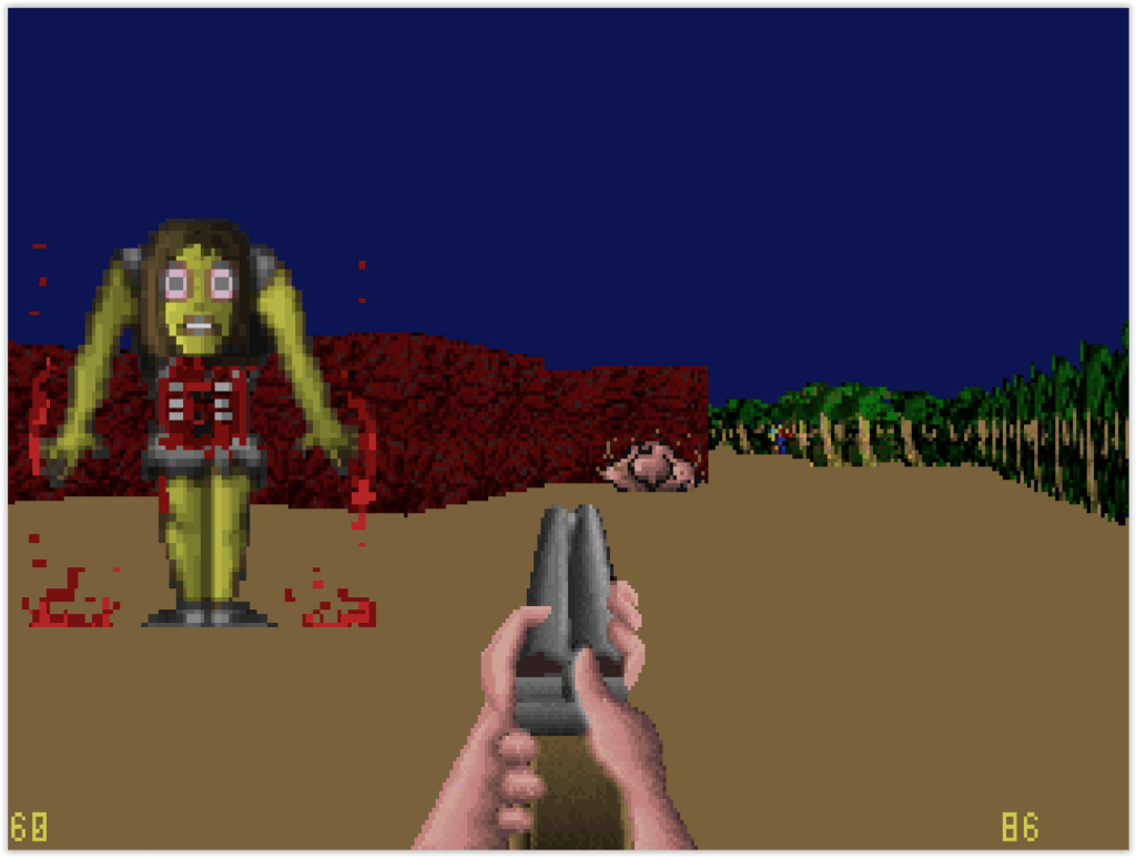 Phase FPS de Isle of the Dead sur DOS avec un zombie sur une île tropicale