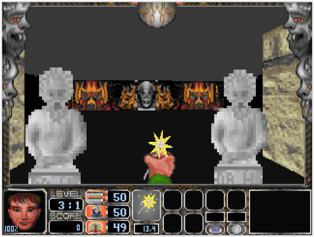 Nitemare 3D sur DOS avec ambiance de jeu shareware horrifique