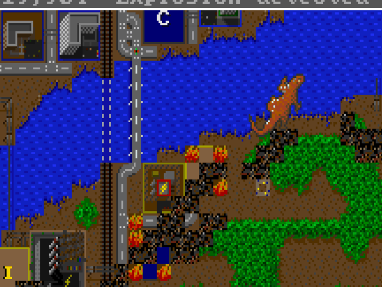 image d'un désastre dans Sim City, un lézard géant rase la ville