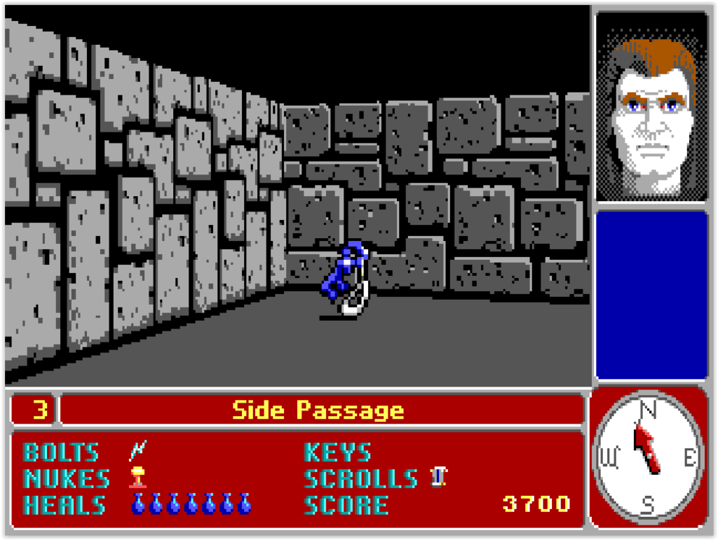 Niveau de Catacomb 3-D avec clé, parchemin et mur destructible